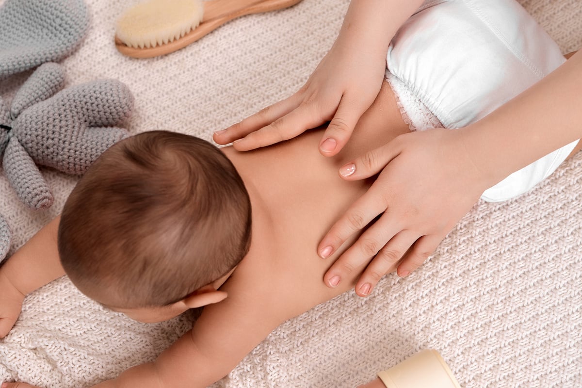 Cute Baby Getting a Back Massage